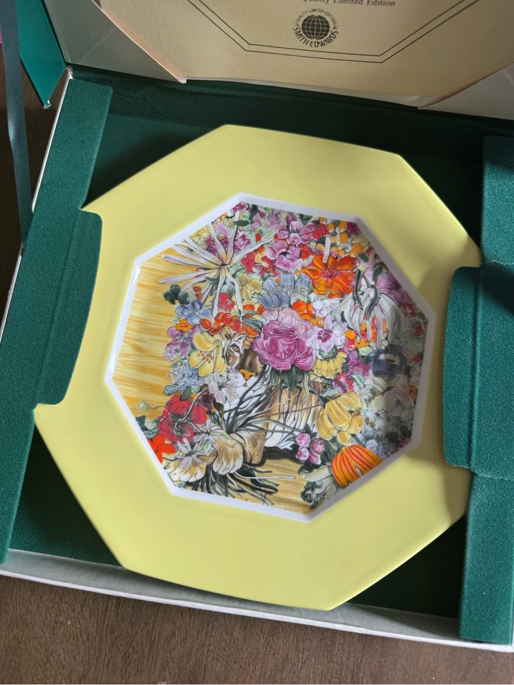 1976 Denby Limoges France World Wildlife Fund Tiger Bouquet Plate W Coa In Box